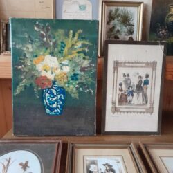 z168 油絵 青い花びん