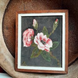 z190 油絵 ピンクの花